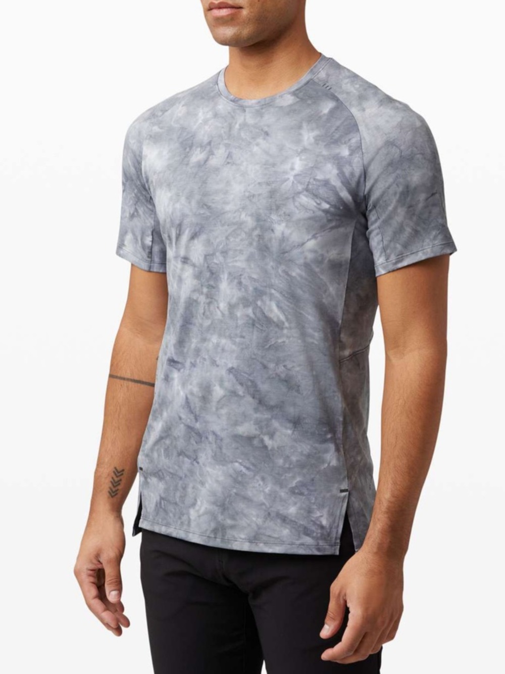 Lululemon Men’s Always Agile Short Sleeve Diamond Dye White Asphalt Grey Size XL